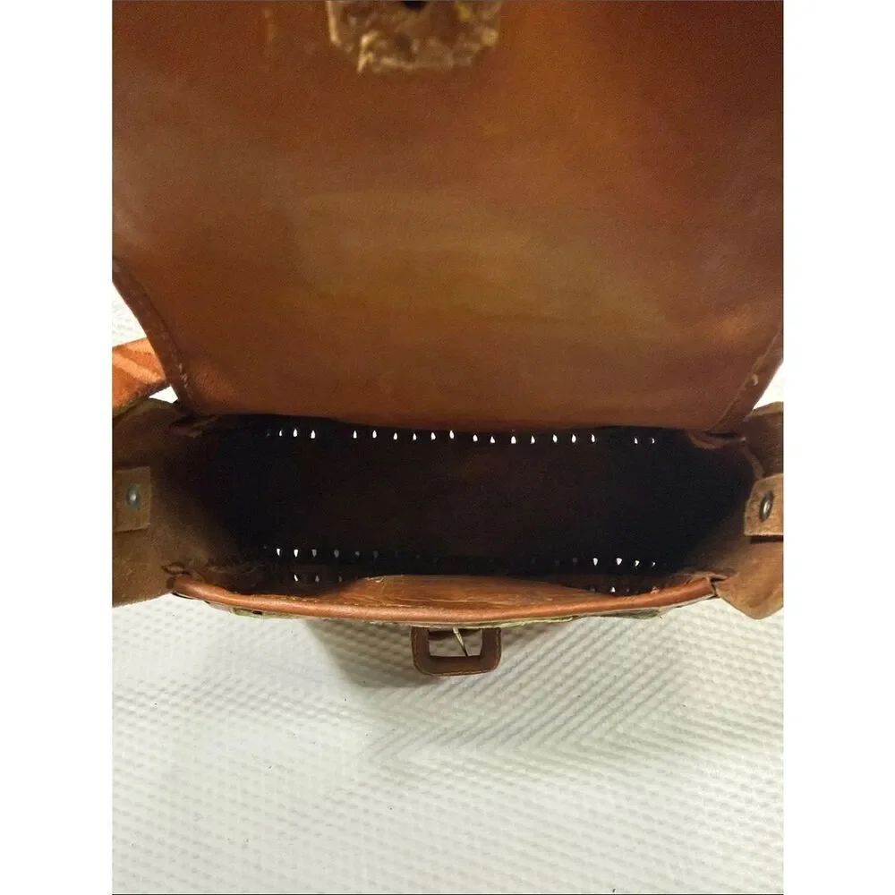 Boho Floral Embroidered Crossbody Bag - Black and Brown - Picture 7 of 11